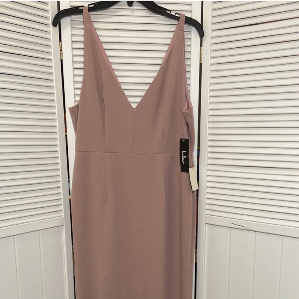 NWT Lulus Womens XL Blush Pink Evening Ball Gown V-Neck Long Dress Empire Waist